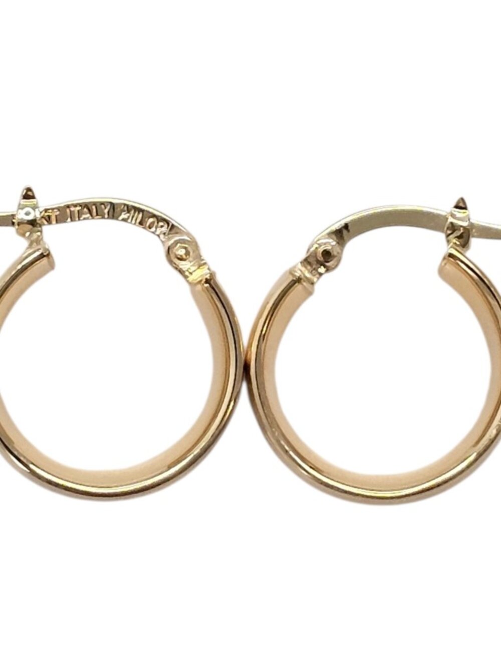 14K Yellow Gold Ribbed Wide Huggie Hoop Earrings #25726